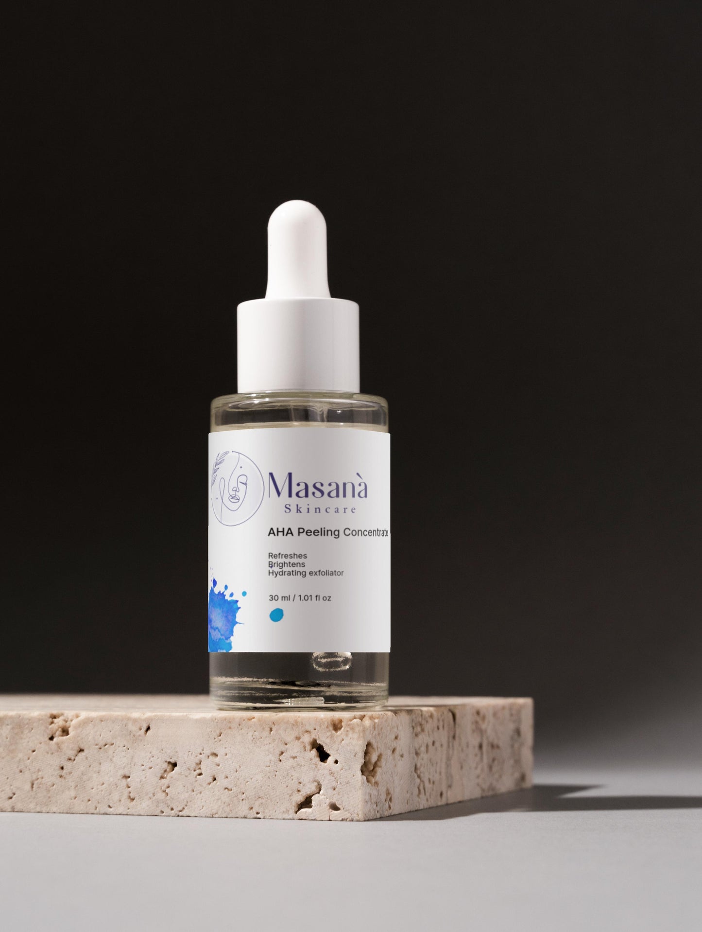 Masanà AHA Peeling Concentrate – lactic acid and hyaluronic acid exfoliating treatment for smoother, radiant, and moisturized skin