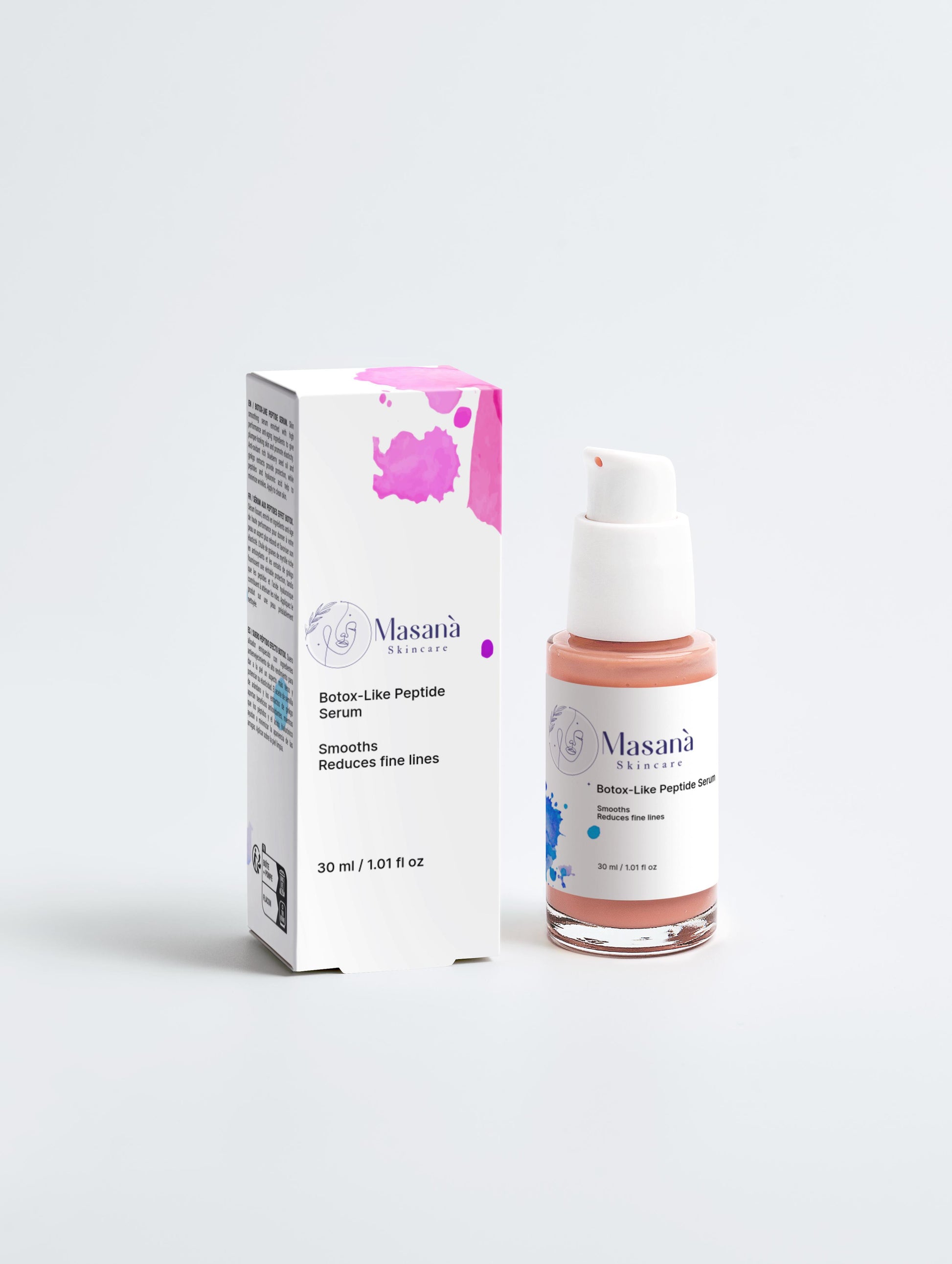 Masanà Botox-like Peptide Serum with box – anti-aging face serum with peptides to smooth fine lines and promote firm, youthful-looking skin