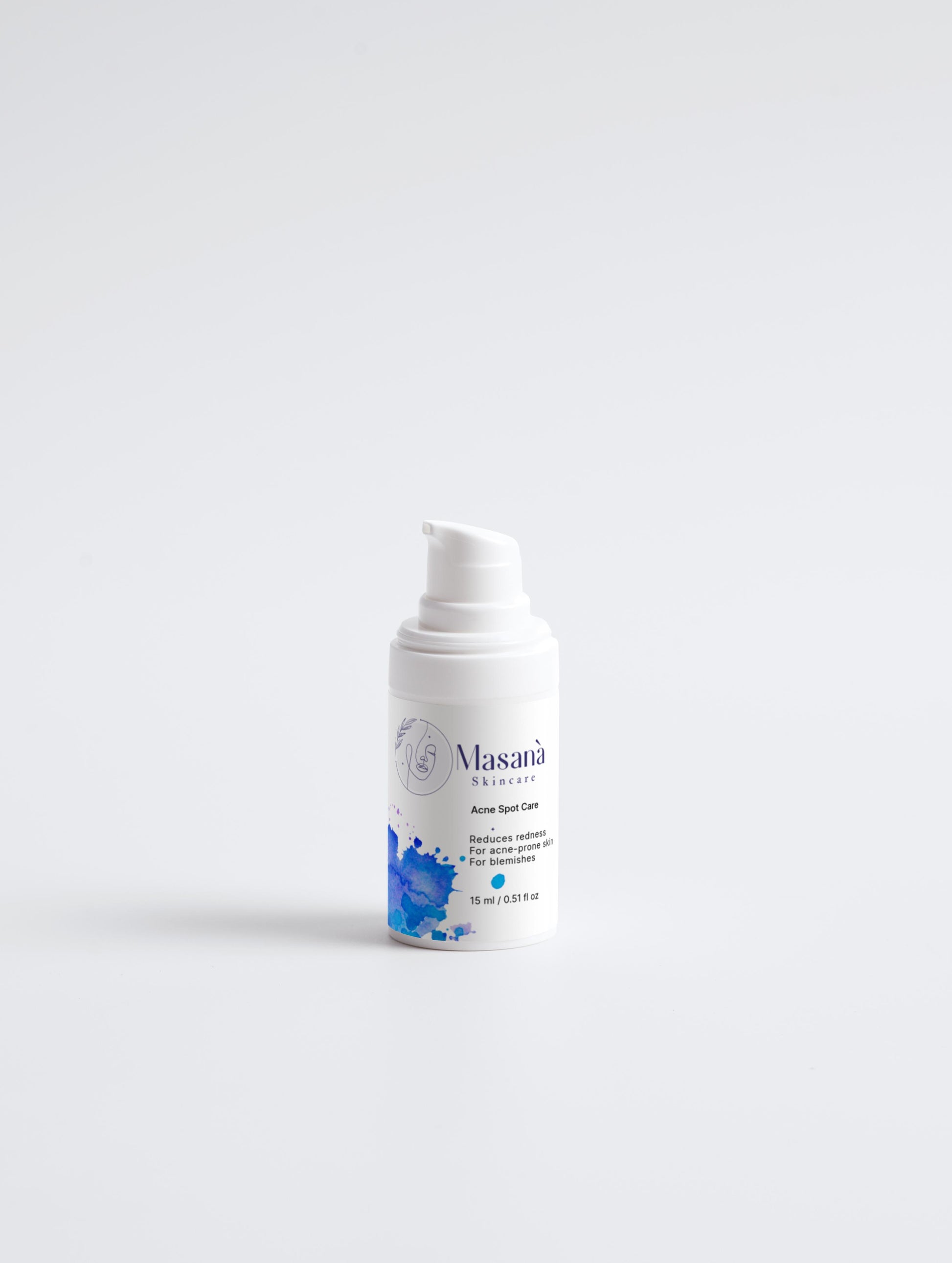 Masanà Acne Spot Care Serum – targeted treatment with 2% salicylic acid and 3% tea tree oil to reduce redness and calm blemish-prone skin